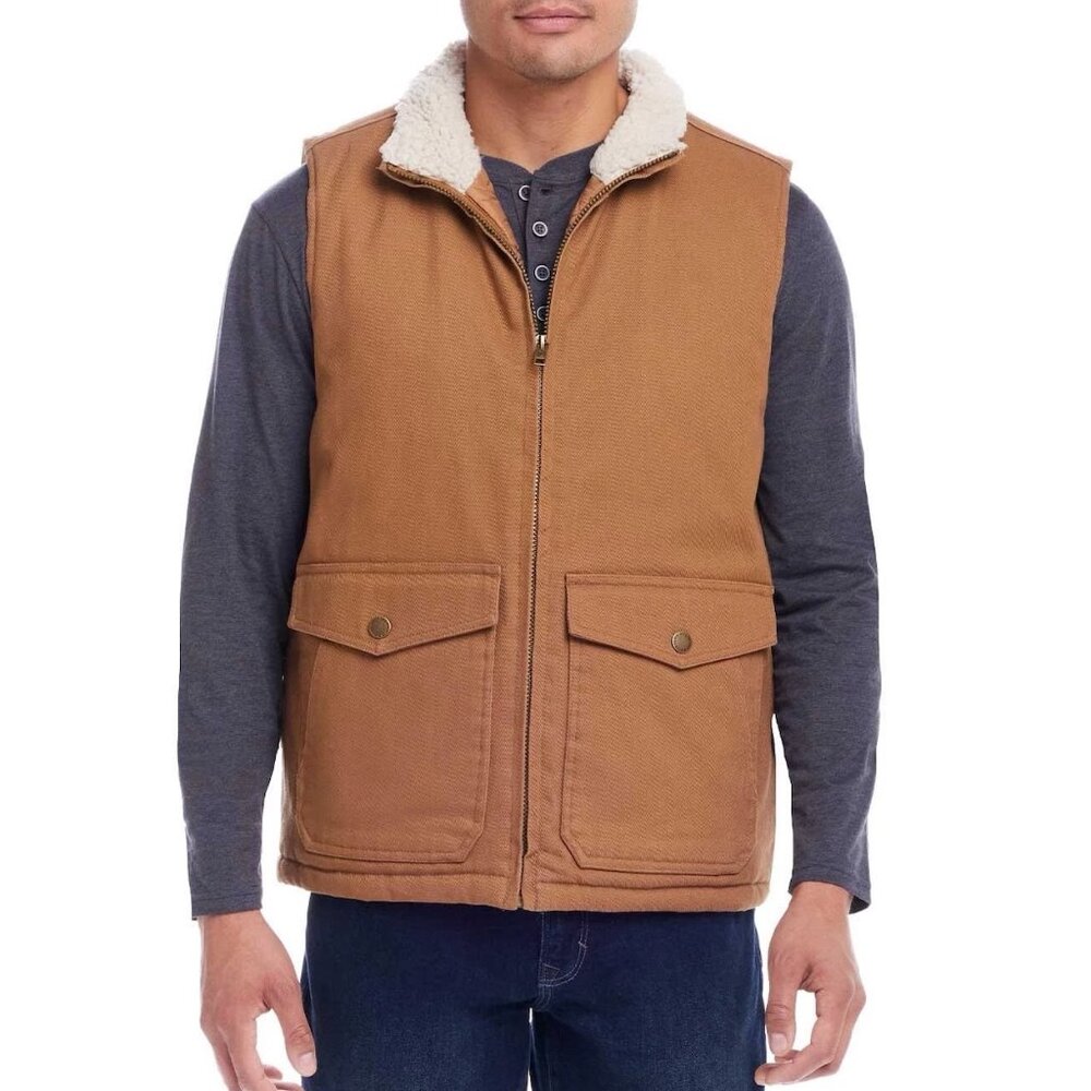 WP Weatherproof Men's Sherpa‎ Collar Full-Zip Workwear Vest Size S